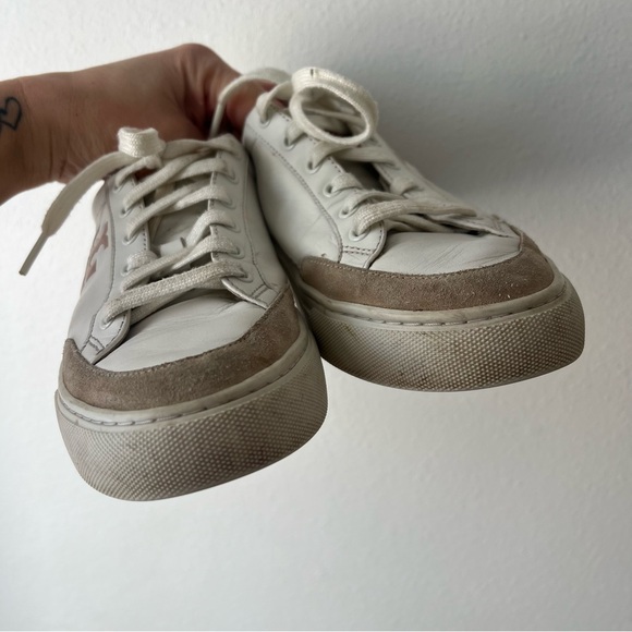 TORY BURCH | Color Block Signature T-Logo Leather Sneakers Pink | 7.5 - Picture 7 of 8